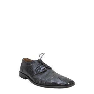 David Eden Mens Embossed Leather Square Toe Oxford Shoes Black Size 15